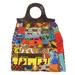 'Multi-Colored Cotton Patchwork Handbag with Leather Accents'