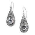 Temple Teardrops,'Blue Topaz and Sterling Silver Dangle Earrings from Bali'