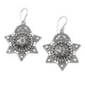 Twinkle, Twinkle,'Sterling Silver Dangle Earrings with Star Motif'