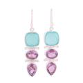 Glittering Muse,'Amethyst and Chalcedony Dangle Earrings from India'