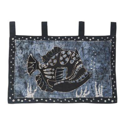 Eruafua II,'Batik Cotton Wall Hanging with Fish Motif'