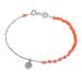 Energy Charm,'Beaded Bracelet with Hill Silver Charm and Carnelian Stones'