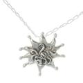 Aztec Medusa,'Sterling Silver Pendant Necklace with Sun and Medusa Motifs'