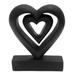 Two Loves in Black,'Hand Carved Black Suar Wood Heart Statuette'