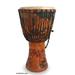 Wood djembe drum, 'Botanical Beat' - Hand Made Wood Djembe Drum