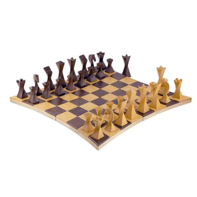 Twisted Battle,'Tempisque and Salmwood Chess Set from Nicaragua'