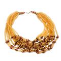 Sunshine Blessings,'Yellow Recycled Glass Beaded and Sese Wood Torsade Necklace'