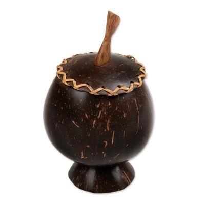 Berry Keeper,'Coconut Shell Decorative Box Hand Carved in Bali'
