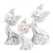 Feline Noses,'Set of 3 Handmade White and Red Albesia Wood Cat Statuettes'