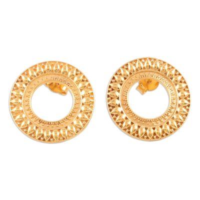 '22k Gold-Plated Sterling Silver Drop Earrings with Leaves'