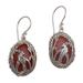 Cockatoo Garden,'Carnelian and 925 Silver Cockatoo Dangle Earrings from Bali'