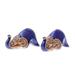 Crouching Elephants in Blue,'Blue Ceramic Elephant Salt and Pepper Shakers (Pair)'