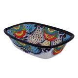 'Hand-Painted Talavera Ceramic Serving Bowl from Mexico'
