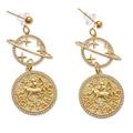 'Cosmos-Themed 24k Gold-Plated Sagittarius Dangle Earrings'