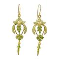 Proud Beauty in Green,'Gold Plated Brass Earrings in Green from Thailand'