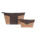 Complementary Espresso,'Leather Cosmetic Bags in Espresso and Honey (Pair)'