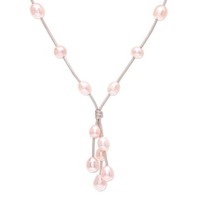 Pearl Crush in Peach,'Hand Made Cultured Pearl Pendant Necklace'