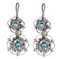 Nested Flowers,'Sterling Silver Filigree Floral Dangle Earrings'