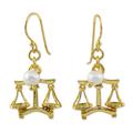 Radiant Libra,'18k Gold Plated Cultured Pearl Libra Earrings from Thailand'