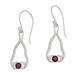 Serpentine Talismans,'Garnet and Sterling Silver Snake Dangle Earrings from Bali'