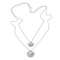 Gleaming Clam Shells,'Sterling Silver Clam Shell Pendant Necklace from Bali'