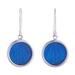 Blue Eden,'Sterling Silver and Natural Leaf Earrings in Blue from Peru'