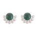 Bauble Delight,'Circular Chrysocolla Button Earrings from Peru'