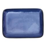 Blue Field,'Blue Rectangular Ceramic Platter from Bali'