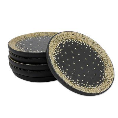 Eggshell mosaic coasters, 'Thai Constellations' (s...