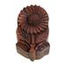 Sunflower Secret,'Hand Carved Wood Sunflower Puzzle Box from Bali'