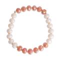 Tender Pink,'Pink Crystal and Glass Beaded Stretch Bracelet'