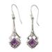 Amethyst dangle earrings, 'Modern Jaipur'