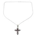 Harmony in White,'Cultured Pearl and Amethyst Necklace with Cross Pendant'