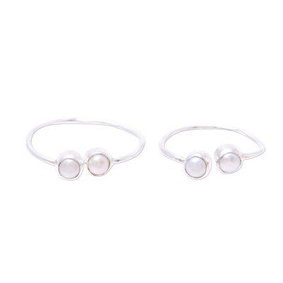 Twin Elegance,'Cultured Pearl Toe Rings Crafted in...