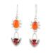 'Carnelian Dangle Earrings with Faceted 5-Carat Garnet Gems'