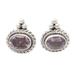 Dame's Wisdom,'Beaded and Braided Sterling Silver Amethyst Button Earrings'