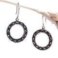 Mountain Halo,'Polished Round Floral Sterling Silver Dangle Earrings'