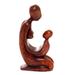 Mother and Her Child,'Hand Carved Suar Wood Mother and Child Sculpture from Bali'