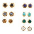 Daily Glamour,'Gold-Plated Multi-Gemstone Stud Earrings (Set of 7)'