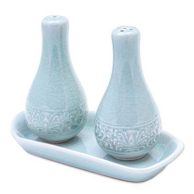 Thai Spring,'Aqua Celadon Salt and Pepper Set'