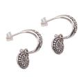 'Half-Hoop-Style Sterling Silver Dangle Earrings from Bali'