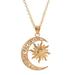 Sacred Duo,'Sun and Crescent Moon 22k Gold-Plated Pendant Necklace'