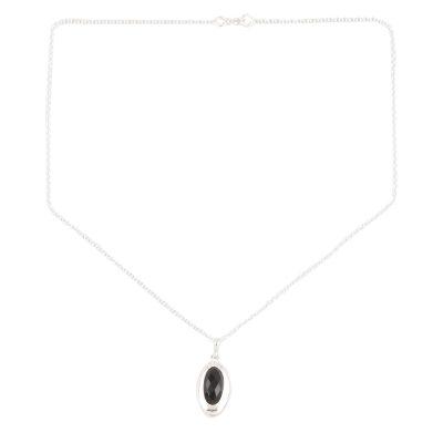 Liquid Mirror in Black,'Hand Made Black Onyx and Sterling Silver Pendant Necklace'