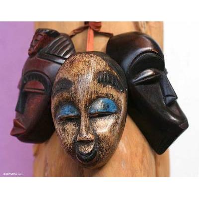 Be Happy,'African Mask Christmas Ornaments (Set of 3)'