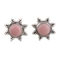 'Star Shaped Pink Opal and Sterling Silver Button Earrings'