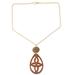 Majestic Drop,'Acacia Wood and Brass Pendant Necklace from India'