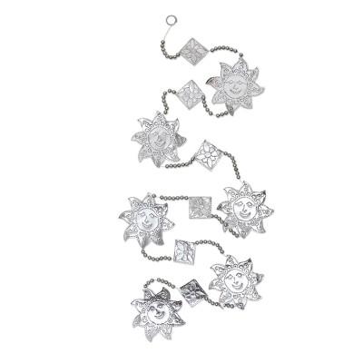 'Aluminum Sunflower-Themed Holiday Garland (Set of 4)'