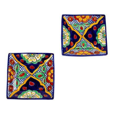 Hidalgo Square,'Handcrafted Square Dessert Plates (Pair)'