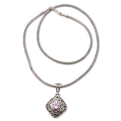 Purple Frost,'Handmade Amethyst and Sterling Silver Pendant Necklace'