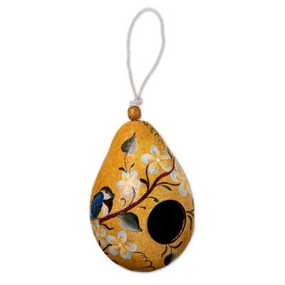 Citrus Condo,'Hand Painted Cut Dried Gourd Birdhouse from Peru'